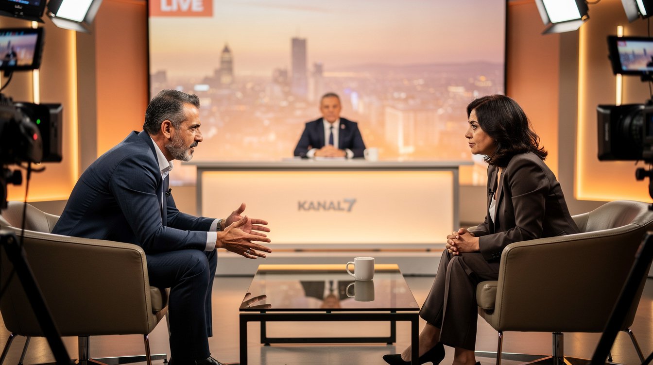Tense discussion between guests on a live talk show set